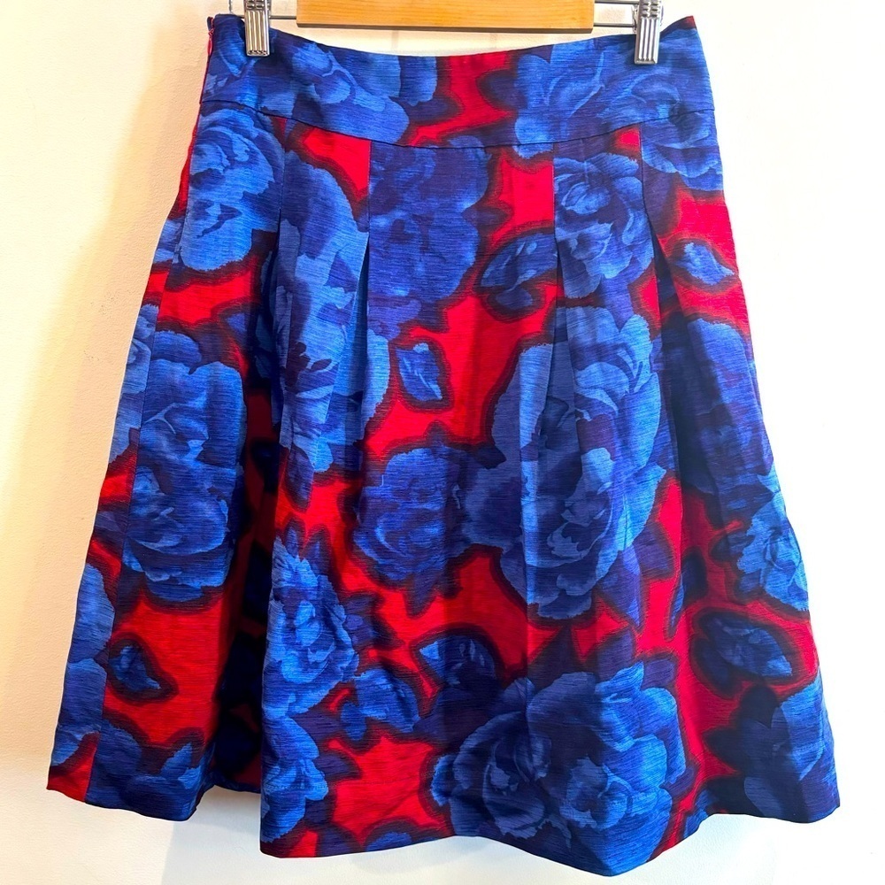 SISSY ME Sz M Skirt Pleated Mulberry Silk Linen Blend Lined Zipper Closure NEW